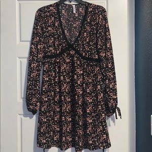Black floral mini dress